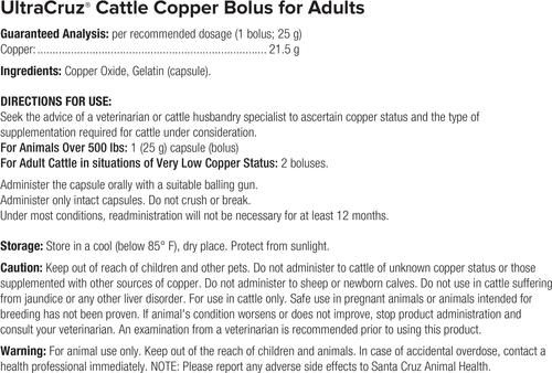 Show full view: UltraCruz Copper Bolus Adult Cattle Supplement, 25 count slide 2 of 4