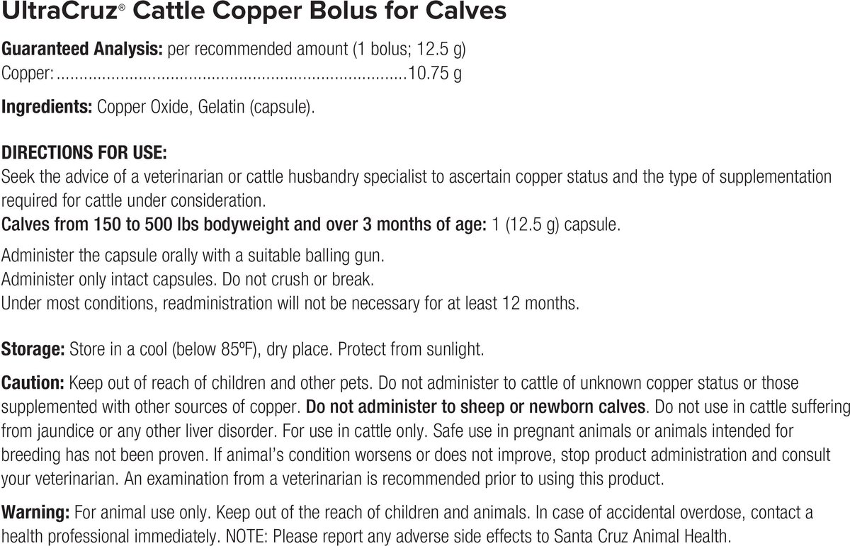 ULTRACRUZ Copper Bolus Calf Supplement, 25 count - Chewy.com