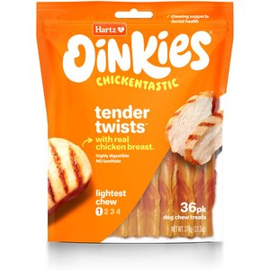 Hartz Oinkies Chickentastic Tender with Chicken Natural Chew Dog Treats, 36 count