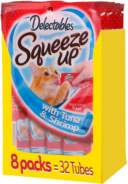 Hartz Delectables Squeeze Up Tuna Shrimp Lickable Cat Treat 32 count