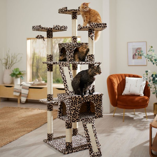 Frisco 72-in Faux Fur Cat Tree & Condo, Cheetah slide 1 of 5