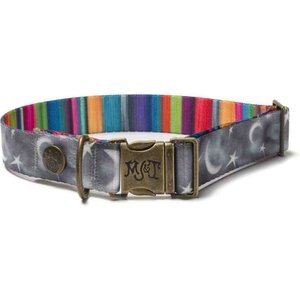 Merry Jane & Thor Starry Night Polyester Dog Collar, Silver & White, Small: 12 to 17-in neck, 1-in wide