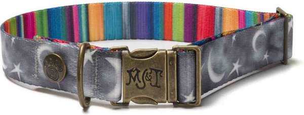 Merry Jane & Thor Starry Night Polyester Dog Collar, Silver & White, Medium: 13 to 20-in neck, 1.25-in wide slide 1 of 6