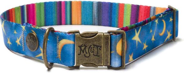 Merry Jane & Thor Starry Night Polyester Dog Collar, Blue & Yellow, Medium: 13 to 20-in neck, 1.25-in wide slide 1 of 6