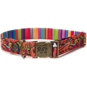 Merry Jane & Thor GangstaMutt Dogs Rule Polyester Dog Collar, Medium: 13 to 20-in neck, 1.25-in wide
