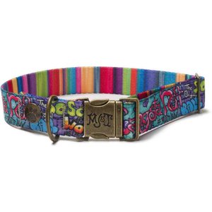 Merry Jane & Thor GangstaMutt Wag Swag Polyester Dog Collar, Medium: 13 to 20-in neck, 1.25-in wide