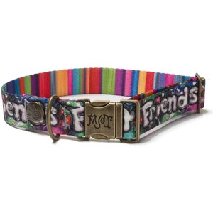 Merry Jane & Thor GangstaMutt Best Friends Forever Polyester Dog Collar, Medium: 13 to 20-in neck, 1.25-in wide