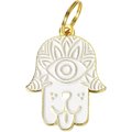 Two Tails Pet Company Hamsa Personalized Dog ID Tag, White & Gold