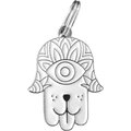 Two Tails Pet Company Hamsa Personalized Dog ID Tag, White & Silver