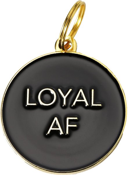 Two Tails Pet Company Loyal AF Personalized Dog ID Tag, Black slide 1 of 4