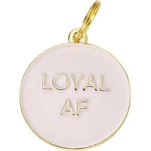 Two Tails Pet Company Loyal AF Personalized Dog ID Tag, Pink