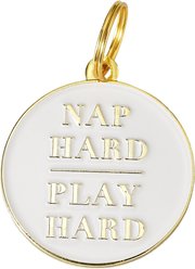 Two Tails Pet Company Nap Hard Play Hard Personalized Dog ID Tag