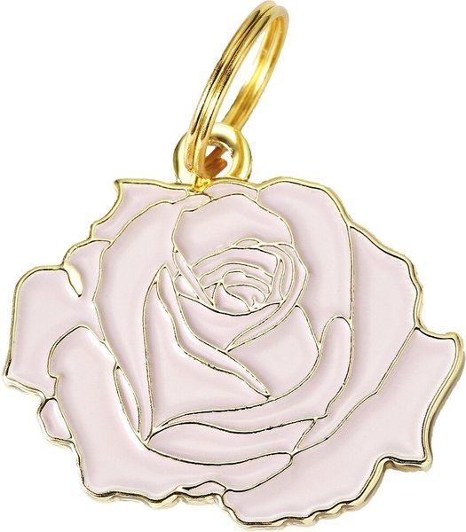Two Tails Pet Company Rose Personalized Dog & Cat ID Tag, Pink & Gold slide 1 of 4