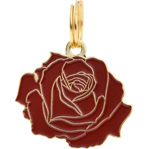 Two Tails Pet Company Rose Personalized Dog & Cat ID Tag, Red & Gold
