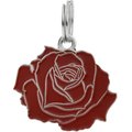 Two Tails Pet Company Rose Personalized Dog & Cat ID Tag, Red & Silver