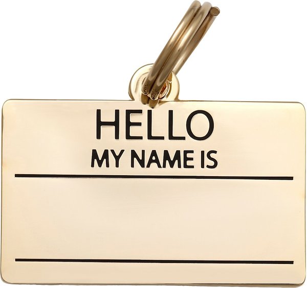 Two Tails Pet Company Hello My Name Personalized Dog & Cat ID Tag, Gold slide 1 of 3