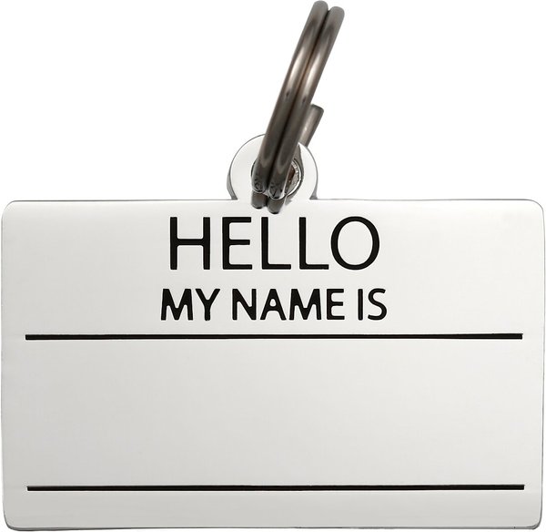 Two Tails Pet Company Hello My Name Personalized Dog & Cat ID Tag, Silver slide 1 of 3
