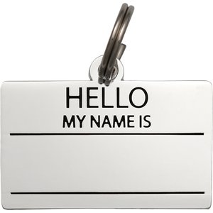 Two Tails Pet Company Hello My Name Personalized Dog & Cat ID Tag, Silver