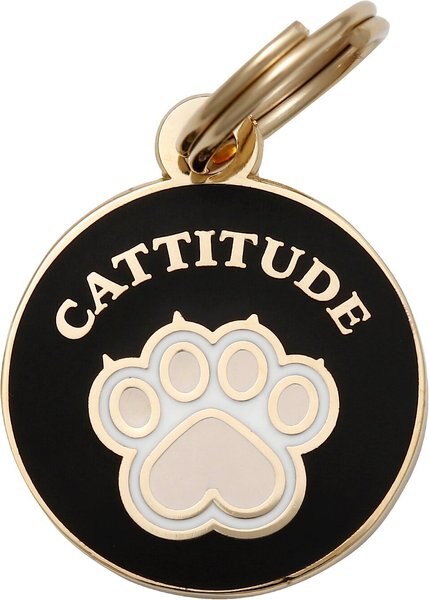 Two Tails Pet Company Cattitude Personalized Cat ID Tag slide 1 of 2
