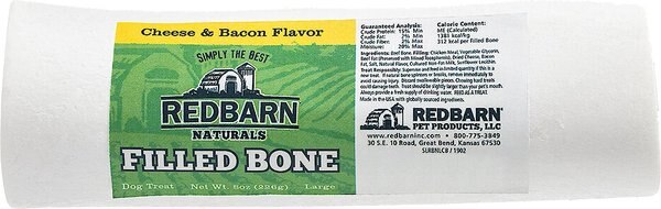 Redbarn Filled Bone Natural Cheese & Bacon Flavor Chew Dog Treat, Large, 8-oz