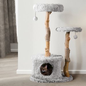 Mau Lifestyle Alba 43-in Modern Wooden Cat Tree & Condo, Gray