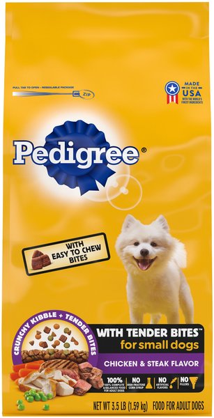 Pedigree Tender Bites Complete Nutrition Chicken & Steak Flavor Small Breed Adult Dry Dog Food, 3.5-lb bag slide 1 of 9