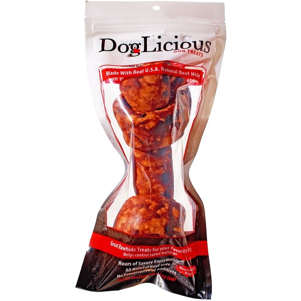 "Canine's Choice DogLicious Beef Flavor Bone Rawhide Dog Treat, 8 - 9""