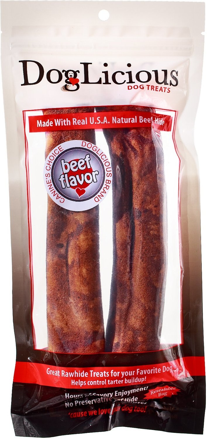 Canine's Choice DogLicious 8" Beef Flavor Rolls Rawhide Dog Treats, 2 count