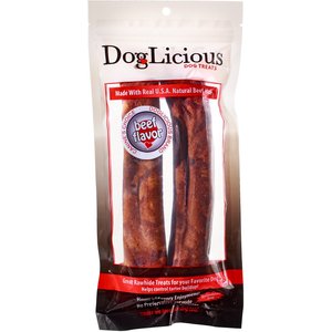 Canine's Choice DogLicious 8" Beef Flavor Rolls Rawhide Dog Treats, 2 count
