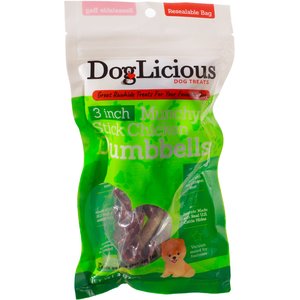 Canine's Choice DogLicious 3" Munchy Stick Chicken Dumbbells Rawhide Dog Treats