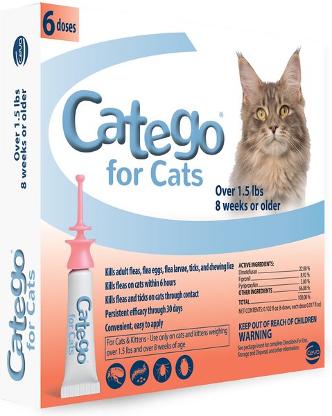 Catego Flea & Tick Spot Treatment for Cats, over 1.5 lbs, 6 Doses (6-mos. supply) slide 1 of 7