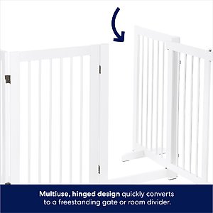 Frisco Deluxe Configurable 4-Panel Wood Dog  Gate,36-in, White