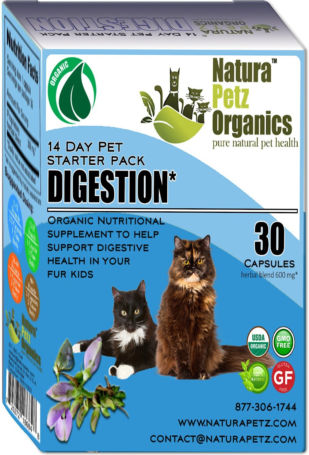 NATURA PETZ ORGANICS Digestion Starter Pack Cat Supplement, 30 count -  