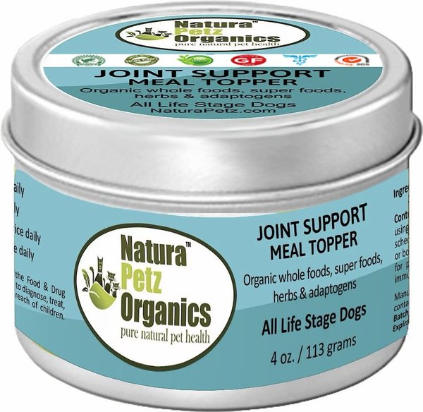 Natura Petz Organics Joint Support Turkey Flavored Powder Joint Supplement for Dogs, 4-oz tin slide 1 of 4