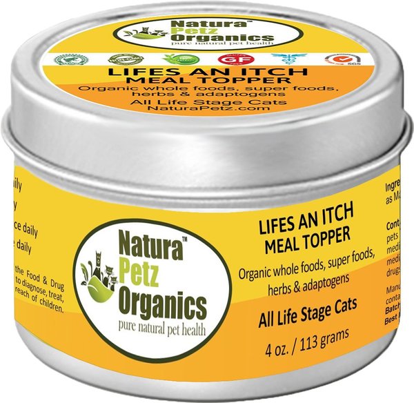 Natura Petz Organics Life's An Itch Turkey Flavored Powder Allergy Supplement for Cats, 4-oz tin slide 1 of 4