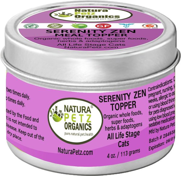 Natura Petz Organics Serenity Zen Turkey Flavored Powder Calming Supplement for Cats, 4-oz tin slide 1 of 2