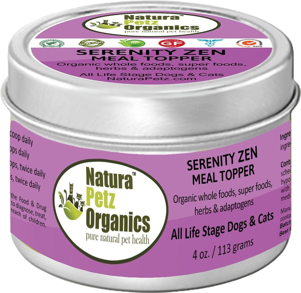 NATURA PETZ ORGANICS Serenity Zen Turkey Flavored Powder Calming Supplement  for Dogs & Cats, 4-oz tin 