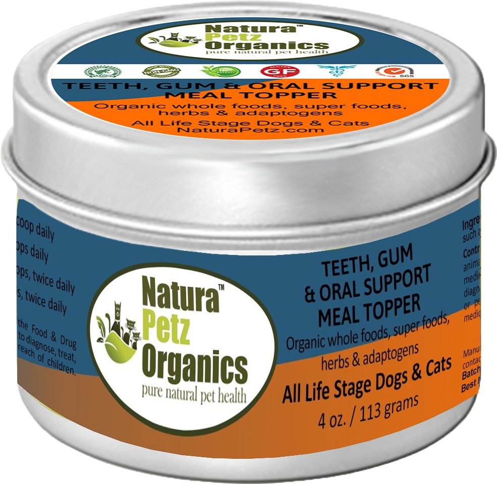 NATURA PETZ ORGANICS Teeth, Gum & Oral Support Turkey Flavored Powder Dental  Supplement for Dogs, 4-oz tin 