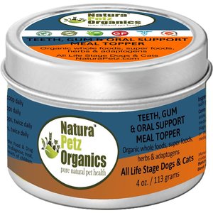 Natura Petz Organics Teeth, Gum & Oral Support Turkey Flavored Powder Dental Supplement for Dogs, 4-oz tin
