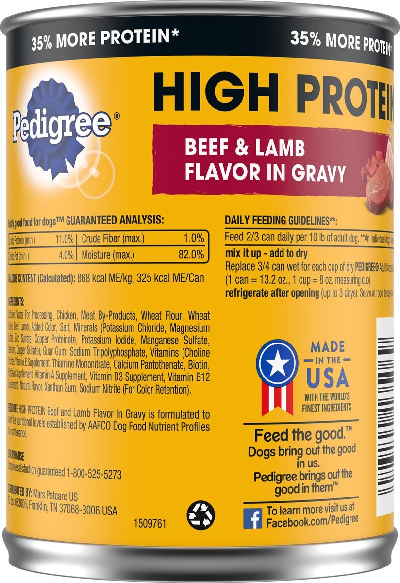 Pedigree High Protein Beef & Lamb Flavor in Gravy Canned Wet Dog Food