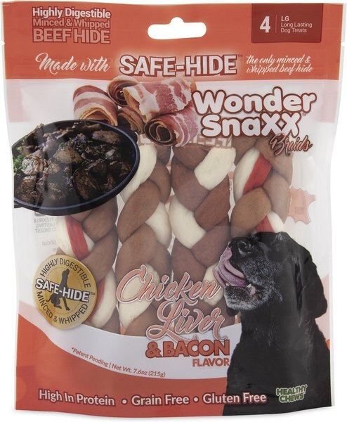 Petmate Wonder SnaXX Braids Chicken Liver & Bacon Flavor Dog Treats, 4 count slide 1 of 3