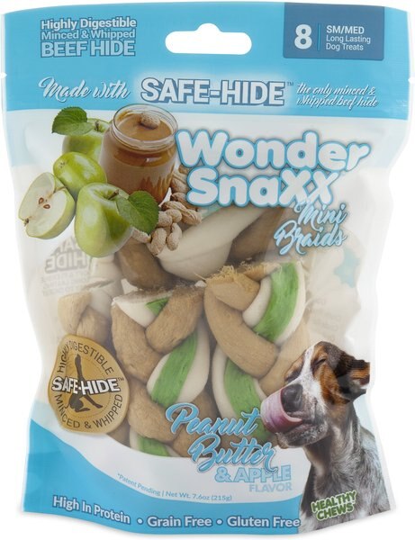 Petmate Wonder SnaXX Mini Braids Peanut Butter & Apple Flavor Dog Treats, 8 count slide 1 of 2