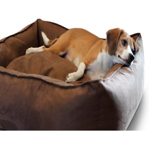 BuddyRest Oasis Plush Bolster Dog Bed, Chocolate, Medium