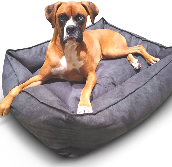 BuddyRest Oasis Plush Bolster Dog Bed, Charcoal, Large slide 1 of 8