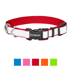 Frisco Solid Polyester Reflective Dog Collar, Red, X-Small: 8 to 12-in neck, 5/8-in wide