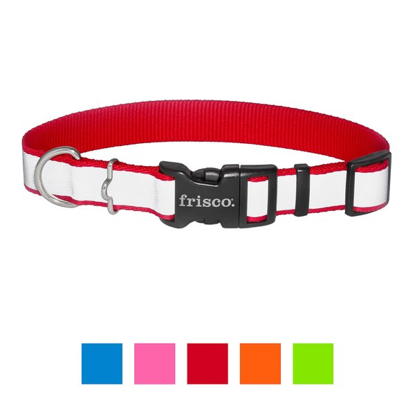 Frisco Solid Polyester Reflective Dog Collar, Red, Large: 18 to 26-in neck, 1-in wide slide 1 of 7