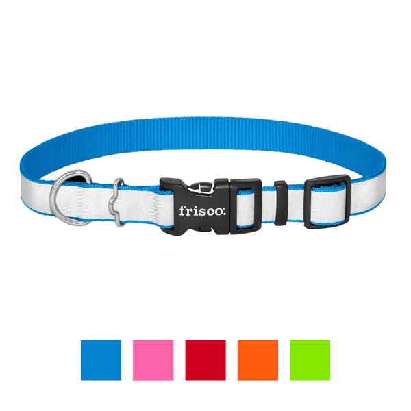 Frisco Solid Polyester Reflective Dog Collar, Blue, Large: 18 to 26-in neck, 1-in wide slide 1 of 6