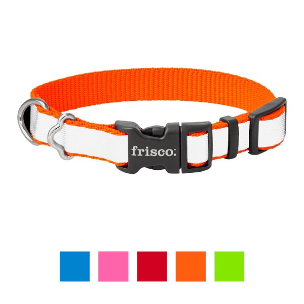 Frisco Solid Polyester Reflective Dog Collar, Orange, X-Small: 8 to 12-in neck, 5/8-in wide slide 1 of 7
