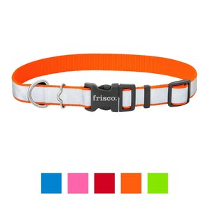 Frisco Solid Polyester Reflective Dog Collar, Orange, Large: 18 to 26-in neck, 1-in wide