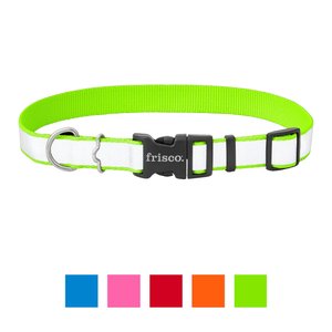 Frisco Solid Polyester Reflective Dog Collar, Lime, Large: 18 to 26-in neck, 1-in wide